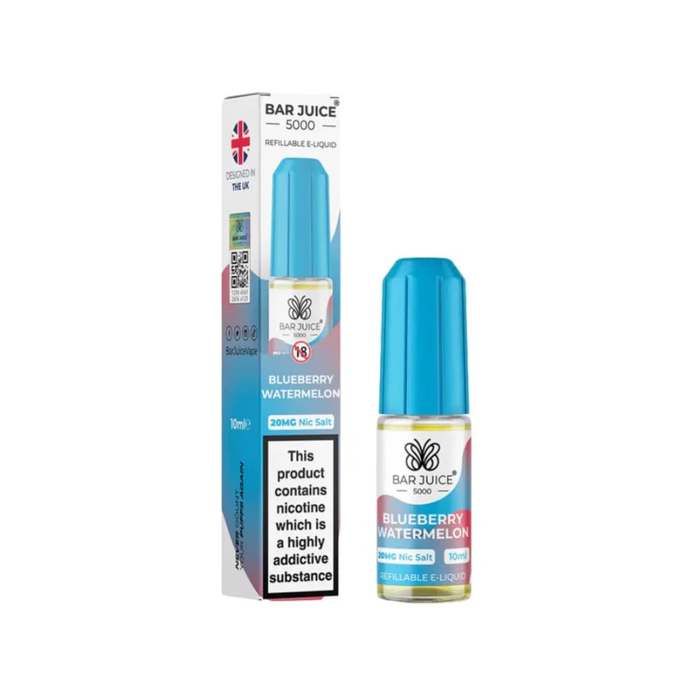  Blueberry Watermelon / 20mg Bar Juice 5000 Nic Salts E-Liquids 10ml Box of 10