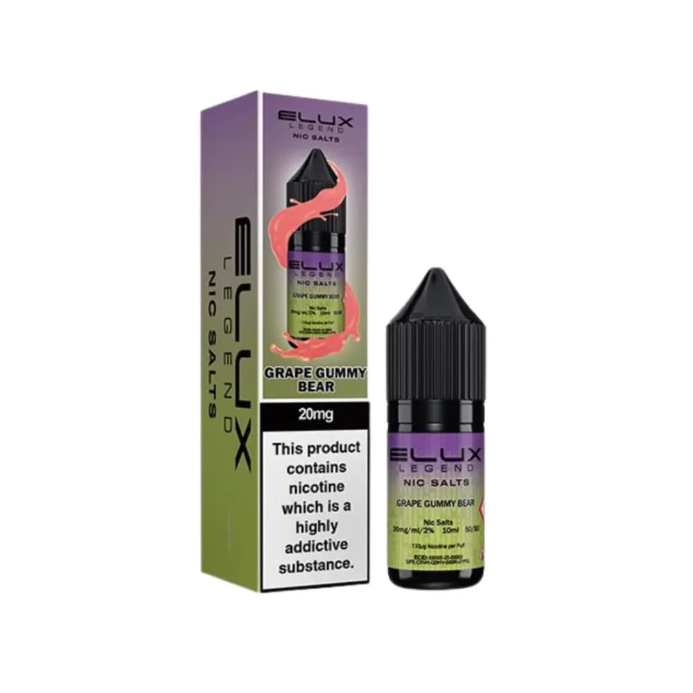  Grape Gummy Bear / 20mg Elux Legend Nic Salts E-Liquids 10ml Box of 10