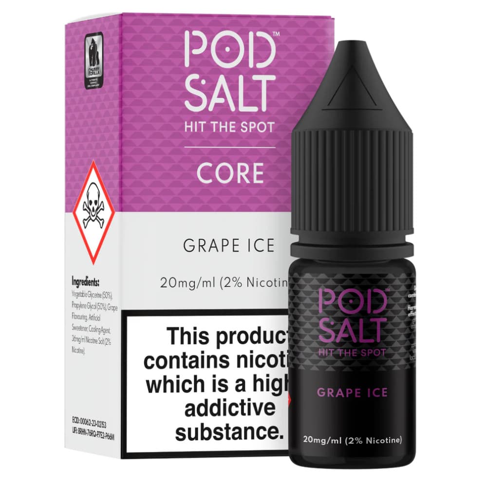  Grape Ice / 20mg Pod Salt Core Nic Salts e liquids 10ml Box of 5