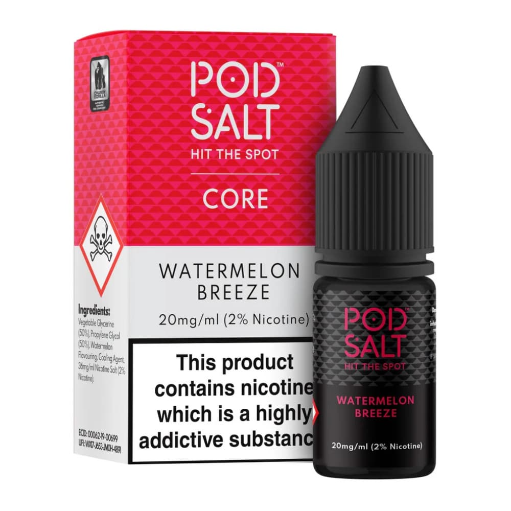  Watermelon Breeze / 11mg Pod Salt Core Nic Salts e liquids 10ml Box of 5