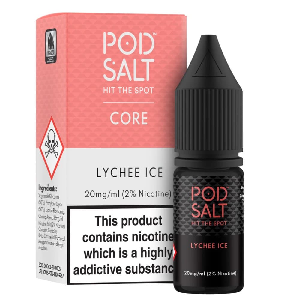  Lychee Ice / 20mg Pod Salt Core Nic Salts e liquids 10ml Box of 5