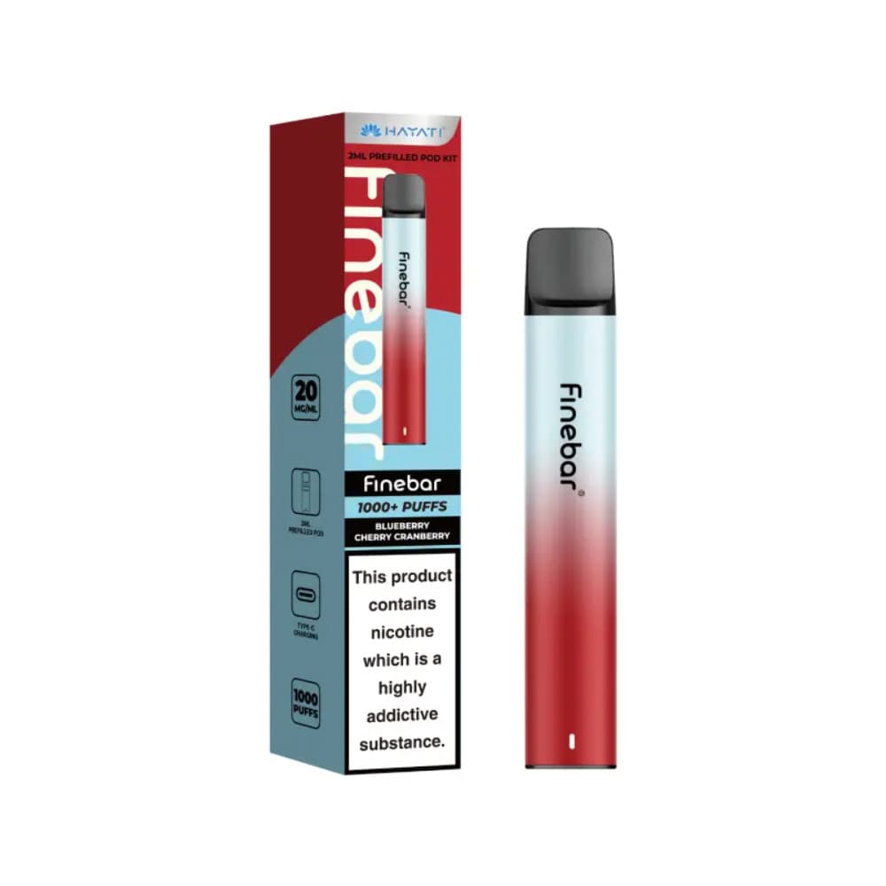  Blueberry Cherry Cranberry Hayati Finebar Prefilled Vape Kit Box of 10