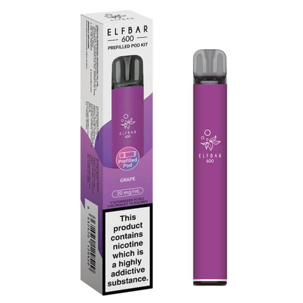  Grape Elf Bar 600 Prefilled Pod Kit Box of 10
