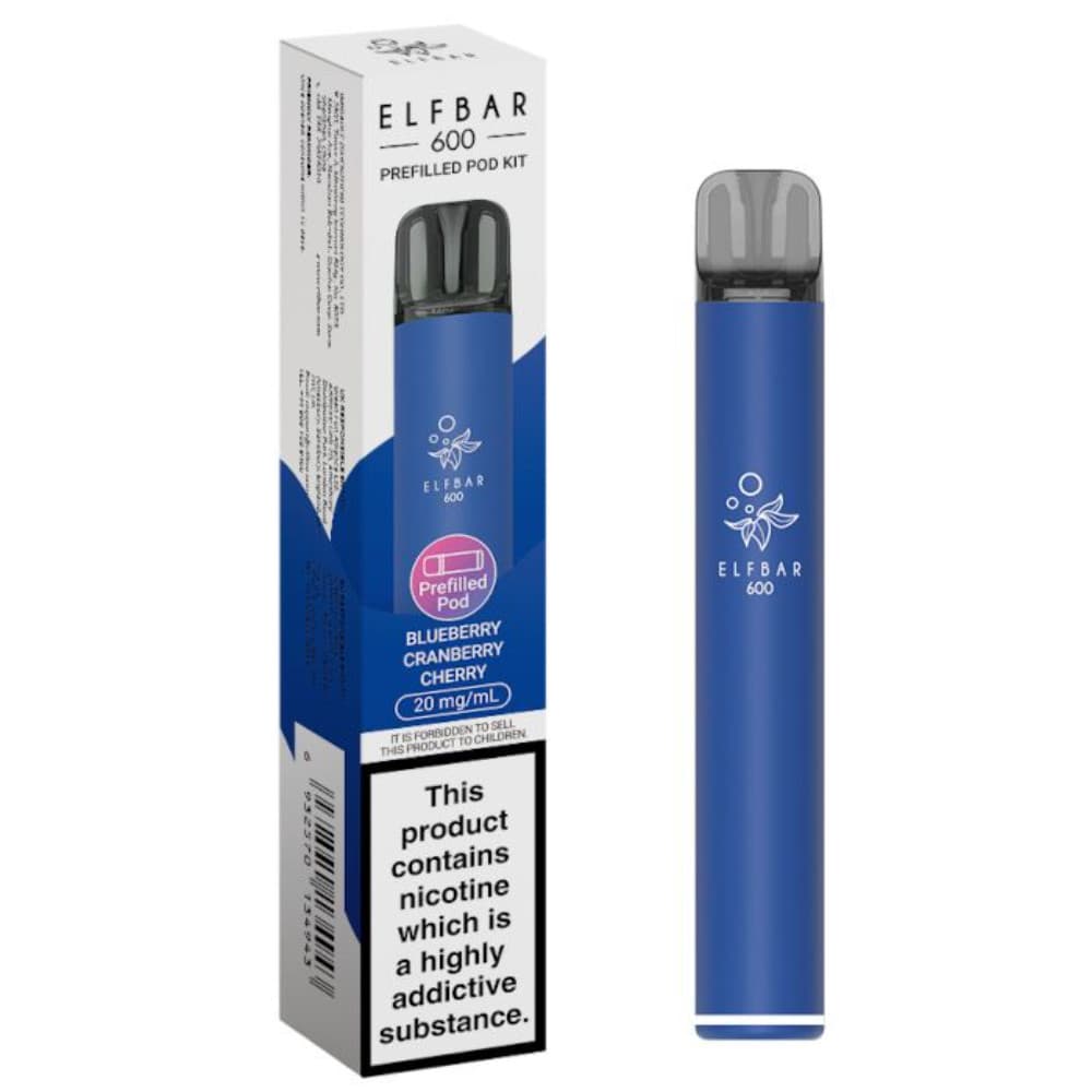  Blueberry Cranberry Cherry Elf Bar 600 Prefilled Pod Kit Box of 10