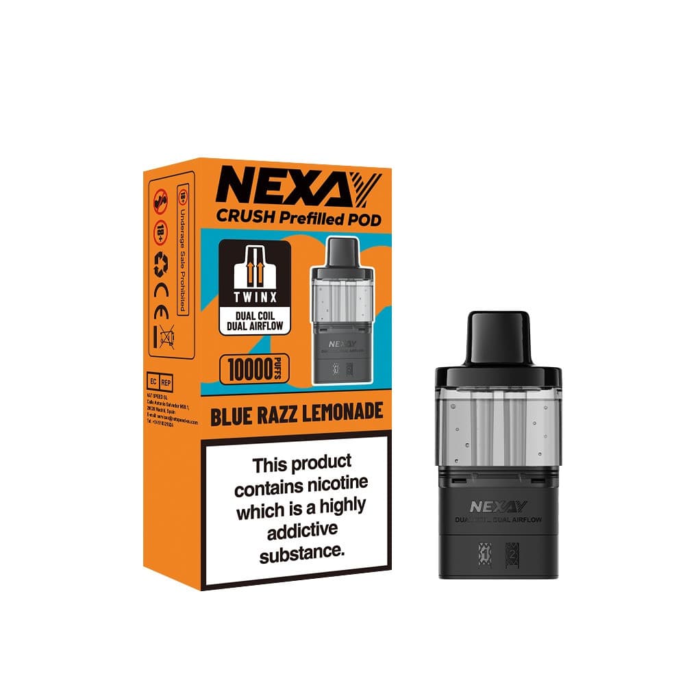  Blue Razz Lemonade Nexay Crush 10k Refill Pods Box of 5