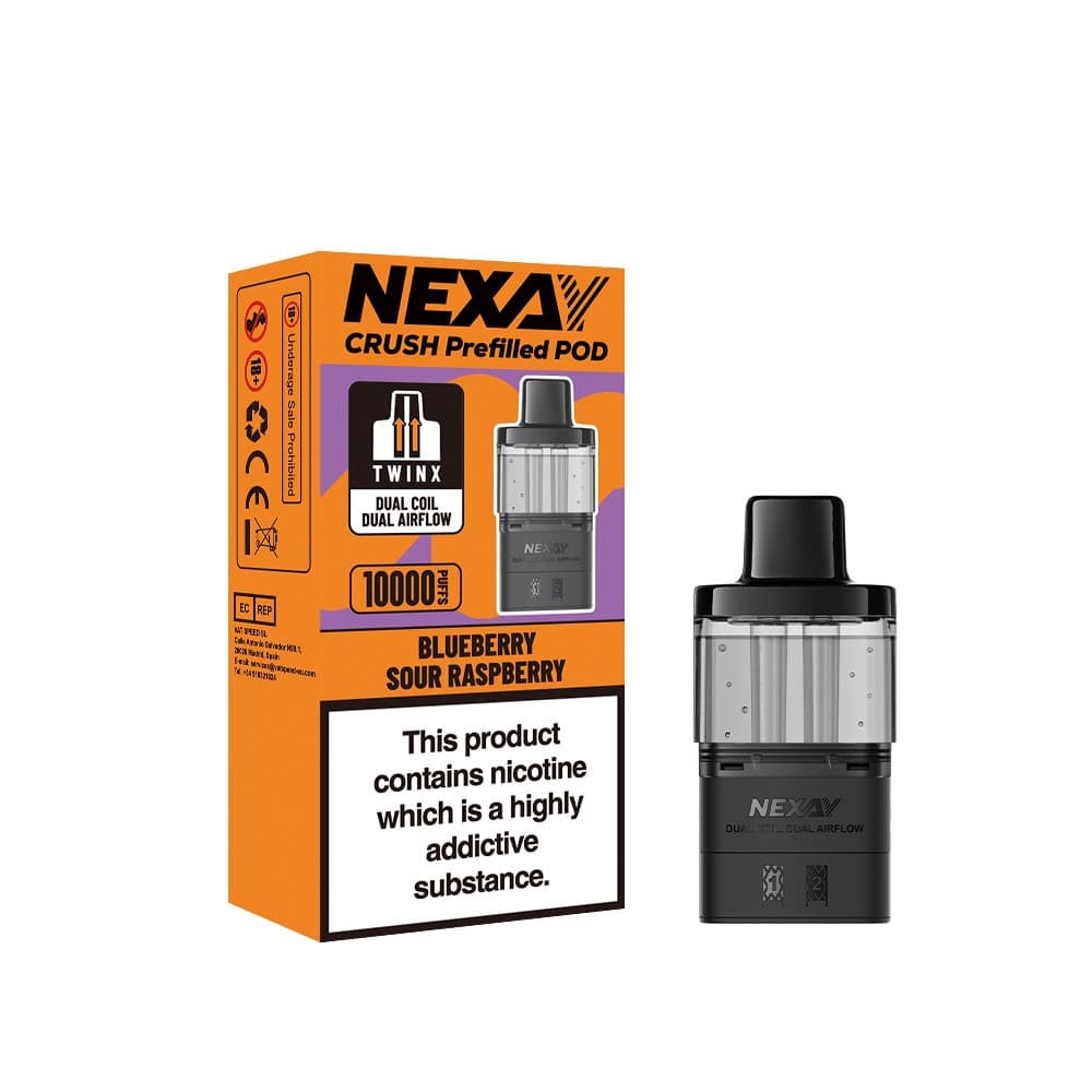  Blueberry Sour Raspberry Nexay Crush 10k Refill Pods Box of 5