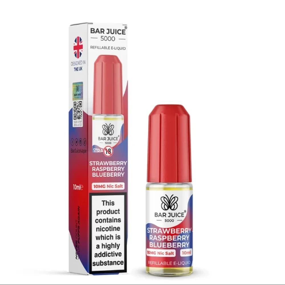  Strawberry Blueberry Raspberry / 10mg Bar Juice 5000 Nic Salts E-Liquids 10ml Box of 10