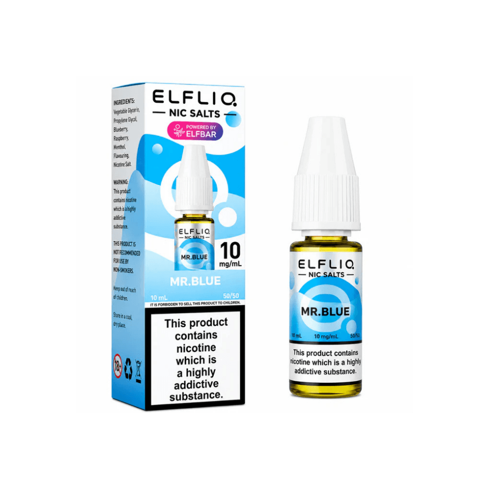  Mr Blue / 10mg Elf Bar Elfliq Nic Salt E-Liquids 10ml Box of 10