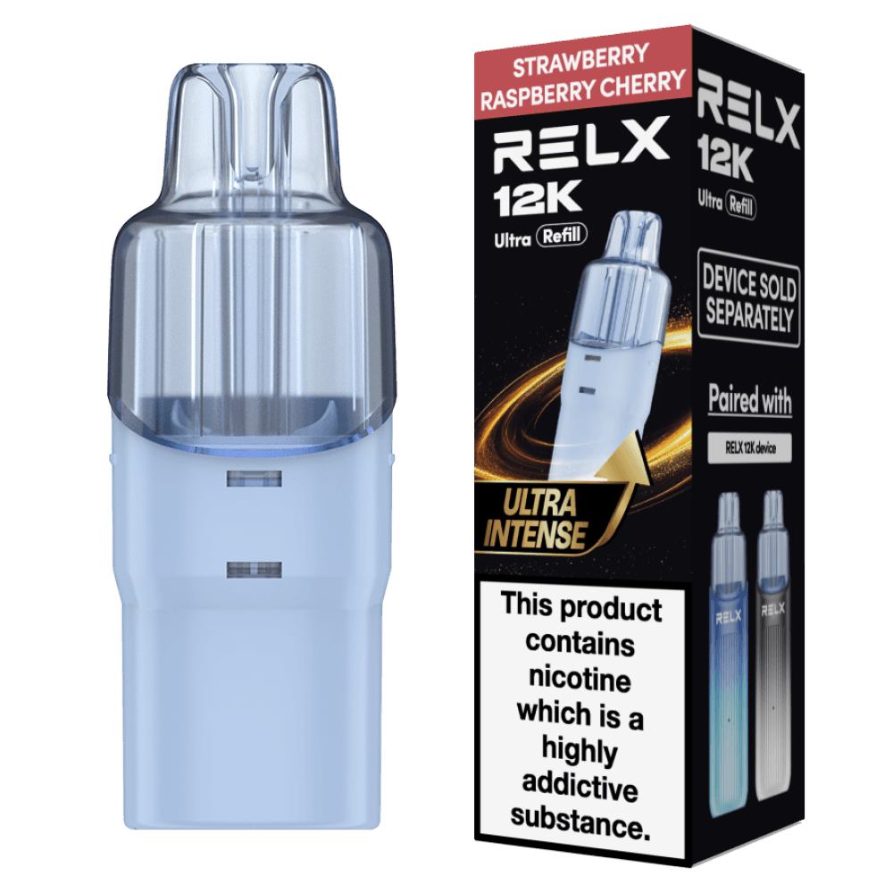  Strawberry Raspberry Cherry Relx 12k Ultra Refill Pods Box of 5